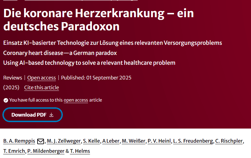 New publication: AI-based diagnosis of coronary heart disease — the Cardio Explorer® in focus